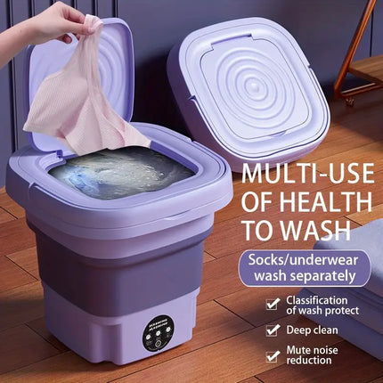 8L Portable Washing Machine Bucket: Mini Foldable Washing Machine for Light Cloths