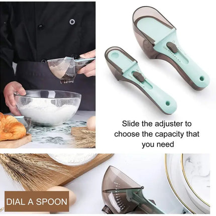 Adjustable Measuring Spoon Set Kitchen Measurements Tool- S and L size cups