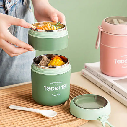 Stainless Steel Insulated Lunch Box with Spoon Soup Cup Food Jar 510 ml