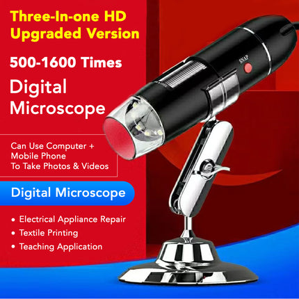 Portable Digital Microscope Camera: 500X Magnification Endoscope with 8 LEDs for Phone PC 5V