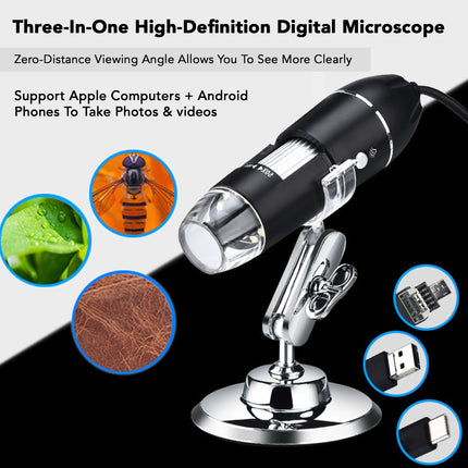 Portable Digital Microscope Camera: 500X Magnification Endoscope with 8 LEDs for Phone PC 5V