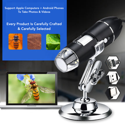 Portable Digital Microscope Camera: 500X Magnification Endoscope with 8 LEDs for Phone PC 5V