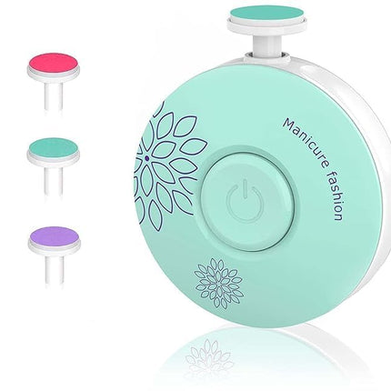 Quiet-Operation Baby Nail Trimmer New Born & Adults| Baby Nail Cutter with 6 Detachable Heads, 360° Rotation, Battery-Operated with Multiple Modes | Newborn Baby Essentials - Blue