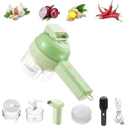 4-in-1 Electric Vegetable Cutter Set: USB Charging Handheld Slicer, Chopper and Peeler