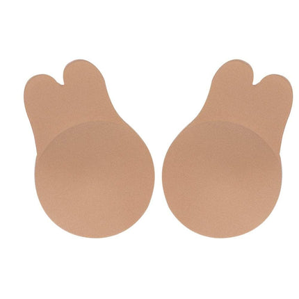 GTS Adhesive Stick On Bra for Women | Reusable Nylon Nipple Cover Boob Tape for Backless Tops for Women| Rabbit Shape Invisible Bra for Breast Lift- Size Medium Beige