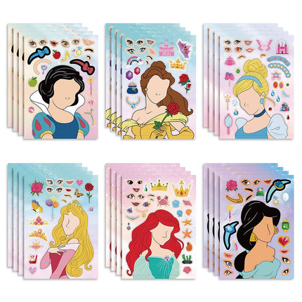 Disney Princess Sticker Pad: 6/12 Sheets Make-a-Face Puzzle for Kids