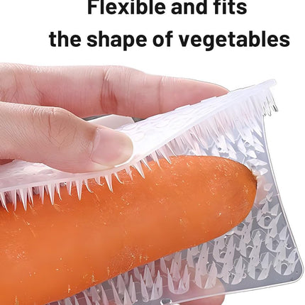 Silicone Vegetable Scrubber Brush with Flexible Handle for Fruits, Veggies