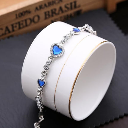 Maxbell Blue Crystal Strand Bracelet for Women/Girls - Elegant and Timeless Jewelry