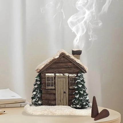 Wooden Incense Burner with Smoking Chimney for Aromatic Decor in Home, Office