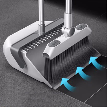 180° Rotating Head Broom Dustpan Set with Long Handle for Both Wet and Dry Floor Cleaning