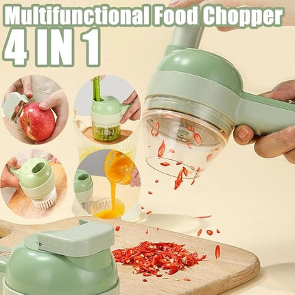 4-in-1 Electric Vegetable Cutter Set: USB Charging Handheld Slicer, Chopper and Peeler