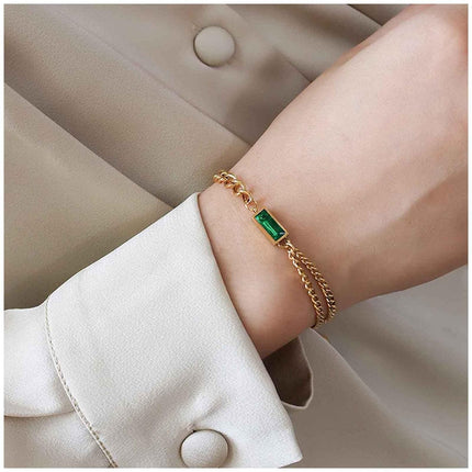 Maxbell Enchanting Emerald Hand Chain Bracelet for Women: Elegant Accessory with Timeless Charm |