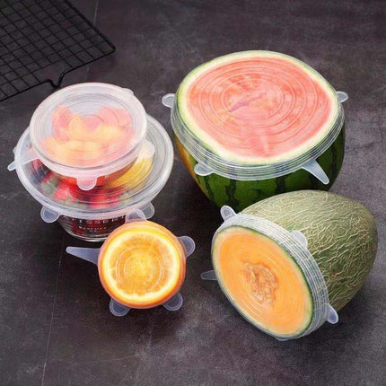 6Pc Silicone Stretchable Lids Set: Flexible, Microwave and Freezer Safe Covers for Food Storage