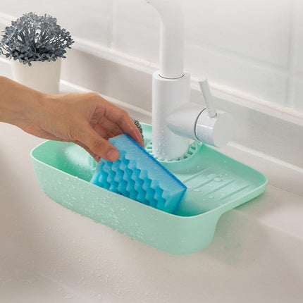 Maxbell Silicone Kitchen Sink Organizer Draining Rack for Sink Soap Holder, Sponge Holder & Kitchen Scrubber Holder| Sink Drainer Kitchen Essentials | Kitchen Accessories - Light Green