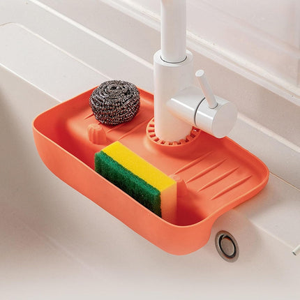 Maxbell Silicone Kitchen Sink Organizer Draining Rack for Sink Soap Holder, Sponge Holder & Kitchen Scrubber Holder| Sink Drainer Kitchen Essentials | Kitchen Accessories - Orange