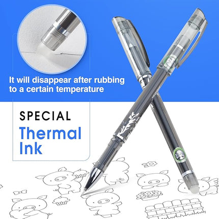 12pcs Erasable Gel Pen with Ultra Fine 0.5mm Tip, 20 Refills for School Office