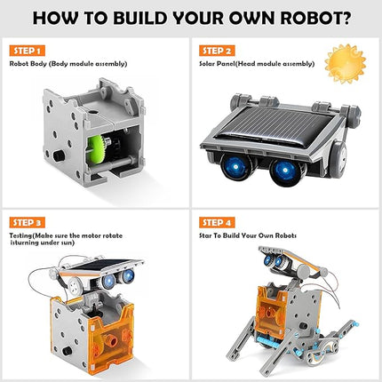 12-in-1 Solar-Powered Robot DIY Kit: STEM Educational Learning and Gift for Kids