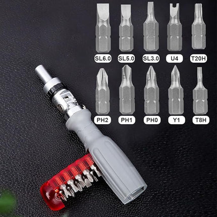 10-in-1 Screwdriver Tool Set: Magnetic Ratchet with Multi-Angle Foldable Design