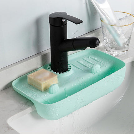 Maxbell Silicone Kitchen Sink Organizer Draining Rack for Sink Soap Holder, Sponge Holder & Kitchen Scrubber Holder| Sink Drainer Kitchen Essentials | Kitchen Accessories - Light Green