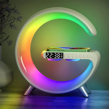 Wireless Charging Station Lamp with Bluetooth Speaker with RGB Light, Alarm and Music