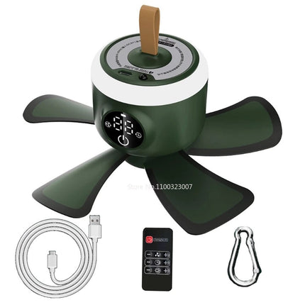 USB Rechargeable Ceiling Fan with Remote Control, LED light and Timing Function- 8000mAh