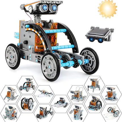 12-in-1 Solar-Powered Robot DIY Kit: STEM Educational Learning and Gift for Kids