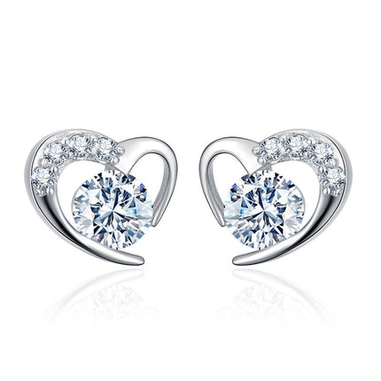 Maxbell Tender Love Heart-Shaped Earrings - Elegant Silver-Plated Jewelry for Women