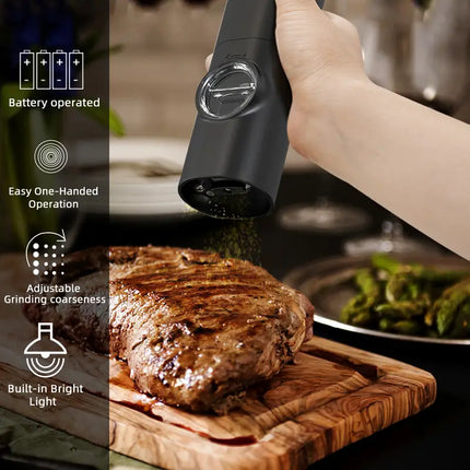 Battery-Operated Electric Salt Pepper Grinder Easy One-Hand Operation