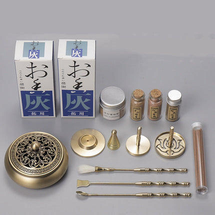 Brass Incense Set: Wax Melt Incense Burner Home Portable Hand Fragrance Powder Making Incense Burner Seal Moulding Tools