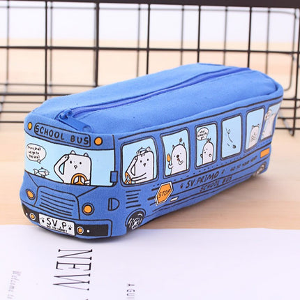 Cute Bus Shaped Pencil Case Bag: Large Capacity Zipper Pouch For Stationery