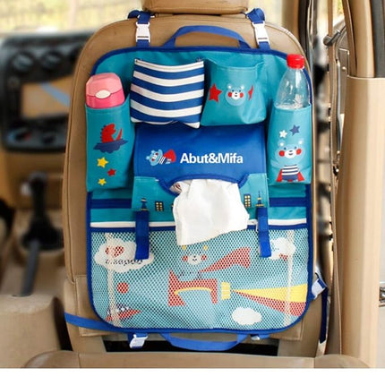 Cartoon BackSeat Car Organizer: Multi-Pocket Travel Storage Bag for Kids