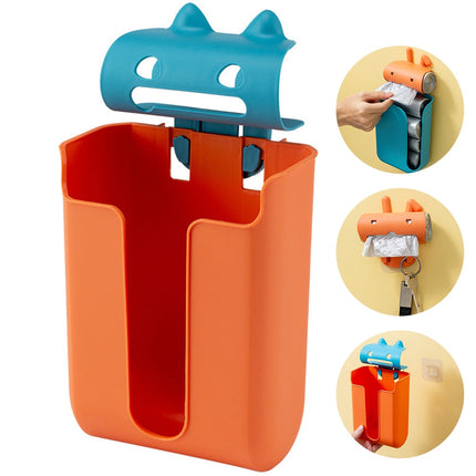 Garbage Bag Storage Box: Wall-Mounted Trash Bag Dispenser For Kitchen- Orange