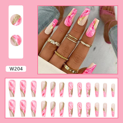 Maxbell 24 Pcs Glossy Fake Nails: Long Press-On Acrylic Nails for a Perfect Manicure