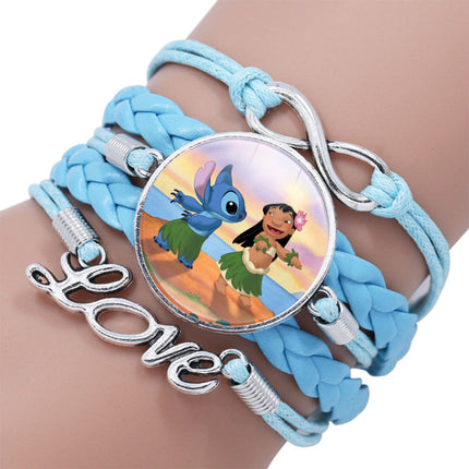 Maxbell Stitch Lilo Blue Leather Bracelet Stylish Multi-layered Animation Design