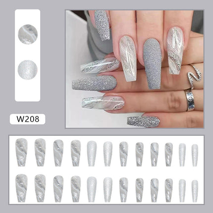 Maxbell 24 Pcs Glossy Fake Nails: Long Press-On Acrylic Nails for a Perfect Manicure