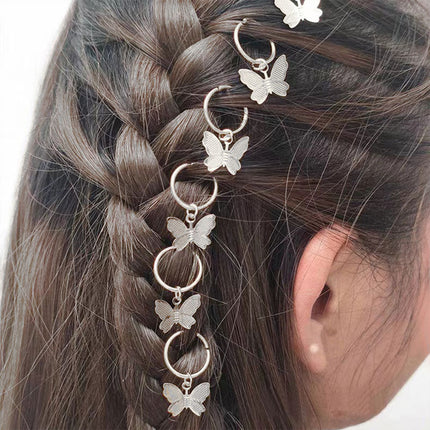 Maxbell Hair Braid Rings Butterfly Pendant Cold Style, Personalized, and Convenient Pack Of 10