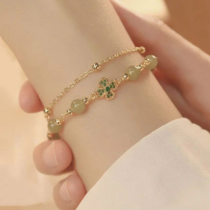 Maxbell Green Beaded Elastic Unisex Bracelet: Chinese-Style Elegance Meets Modern Accessorizing