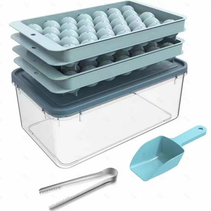 Round Ice Cube Tray with Lid and Bin: 66PCS Sphere-Making for Freezer