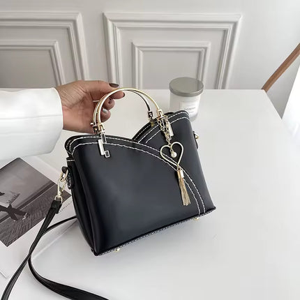 GTS Leather Handbags For Women Stylish| Crossbody Ladies Hand Bags For Women | Women Handbags With Metal Handle, Removable Straps, Sling Bag For Women| Purse For Women (Jet Black)