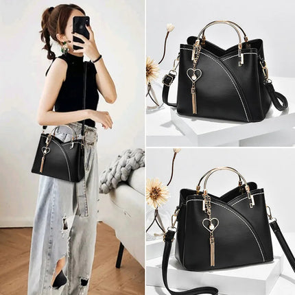GTS Leather Handbags For Women Stylish| Crossbody Ladies Hand Bags For Women | Women Handbags With Metal Handle, Removable Straps, Sling Bag For Women| Purse For Women (Jet Black)