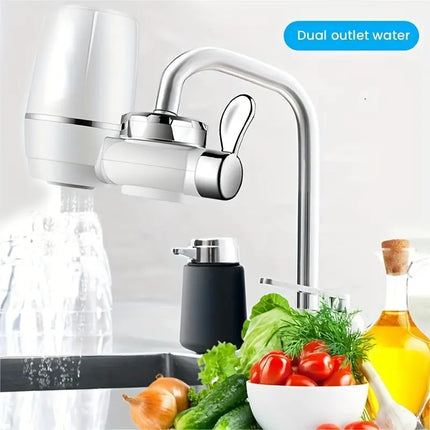 Dual Cartridge Faucet Water Filter For Sink: Water Purifier Tap Connector for Kitchen Bathroom