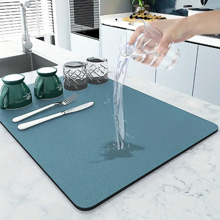 Water Absorbing Mat for Kitchen: Microfiber Dish Drying Mat For Kitchen Counter