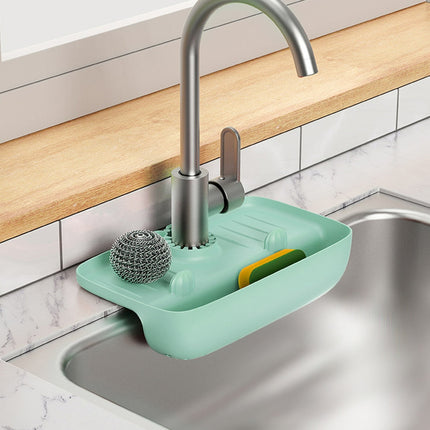 Maxbell Silicone Kitchen Sink Organizer Draining Rack for Sink Soap Holder, Sponge Holder & Kitchen Scrubber Holder| Sink Drainer Kitchen Essentials | Kitchen Accessories - Light Green