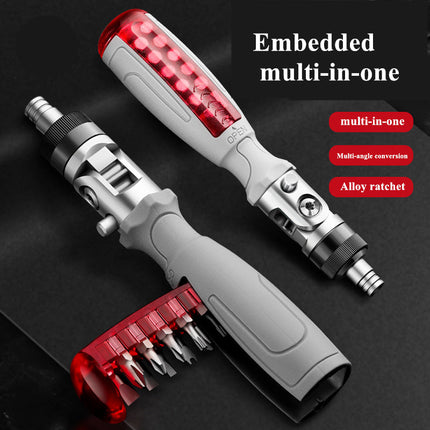 10-in-1 Screwdriver Tool Set: Magnetic Ratchet with Multi-Angle Foldable Design