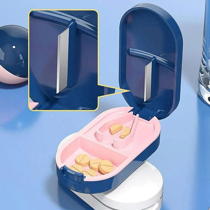 2-in-1 Pill Box And Cutter: Convenient Organizer for Daily Medicine