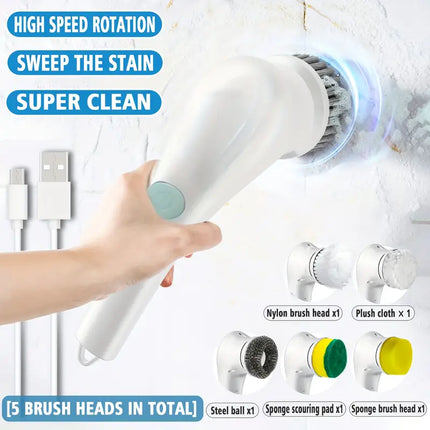 Cordless Rechargeable Spin Scrubber for Bathroom Kitchen Cleaning