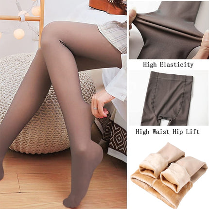 Thermal Winter Stockings For Women: Warm Translucent Lined Pantyhose (Thin 80g)Color May Vary