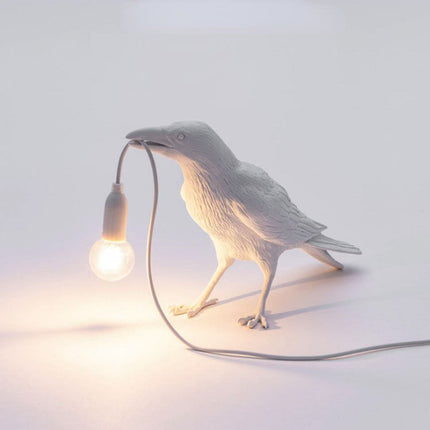 Crow Bird Hanging Light: Modern Table Lamp for Living room, Bedroom- White Standing