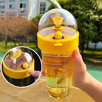 Basketball Plastic Water Bottle: Fun Shooting Game Water Bottle for Kids