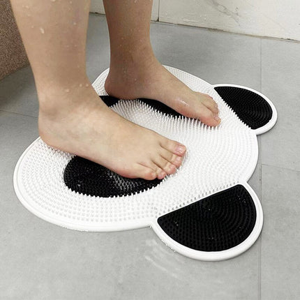 Silicone Bathroom Shower Mat with Foot Scrubber and Strong Suction Cups for Clean Feet